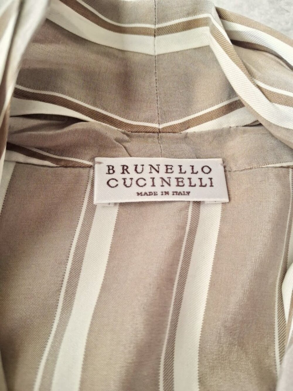 Brunello Cucinelli MH928DH306USA 100% Silk Striped Draped Top S - Picture 3 of 11